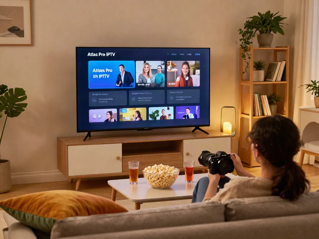 Expérience de divertissement à domicile avec atlas pro iptv sur un Smart TV.
